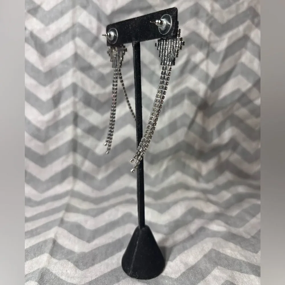 Rhinestone Dangle Post Earrings Excellent Preloved Condition